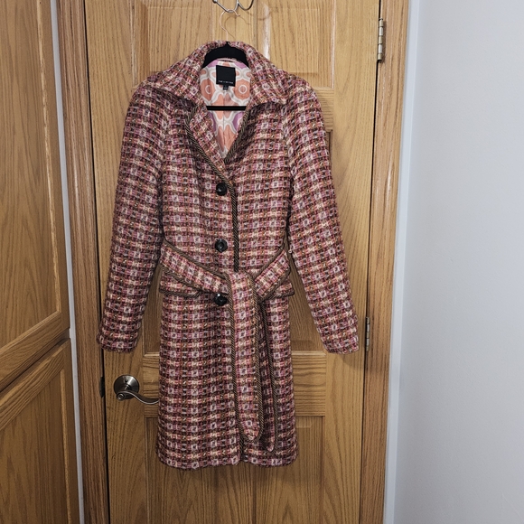 The Limited Jackets & Blazers - The Limited Women's Tweed Trench Coat - Pink and Brown